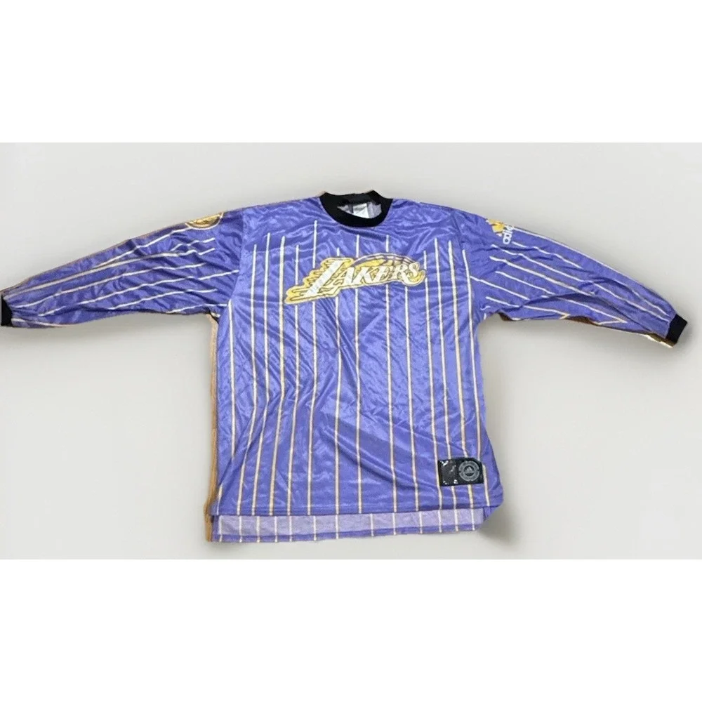 Vintage 90s Adidas Los Angeles Lakers Satin Soccer Jersey L Kobe Bryant Rare